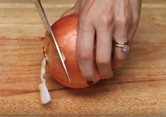 Onion being cut