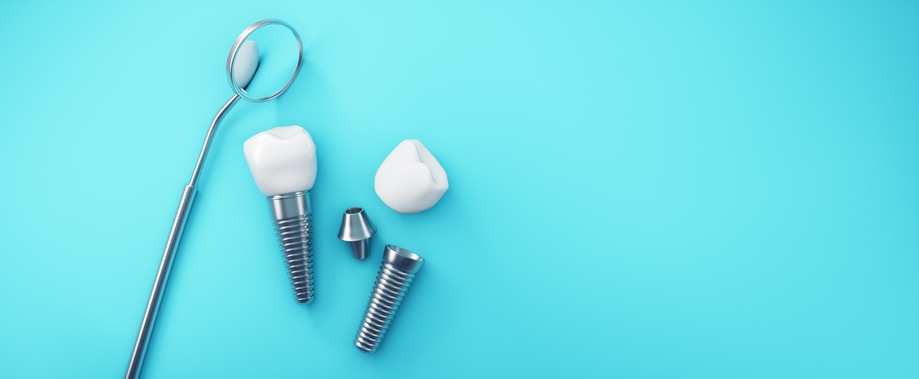 Dental implants isolated on cyan background