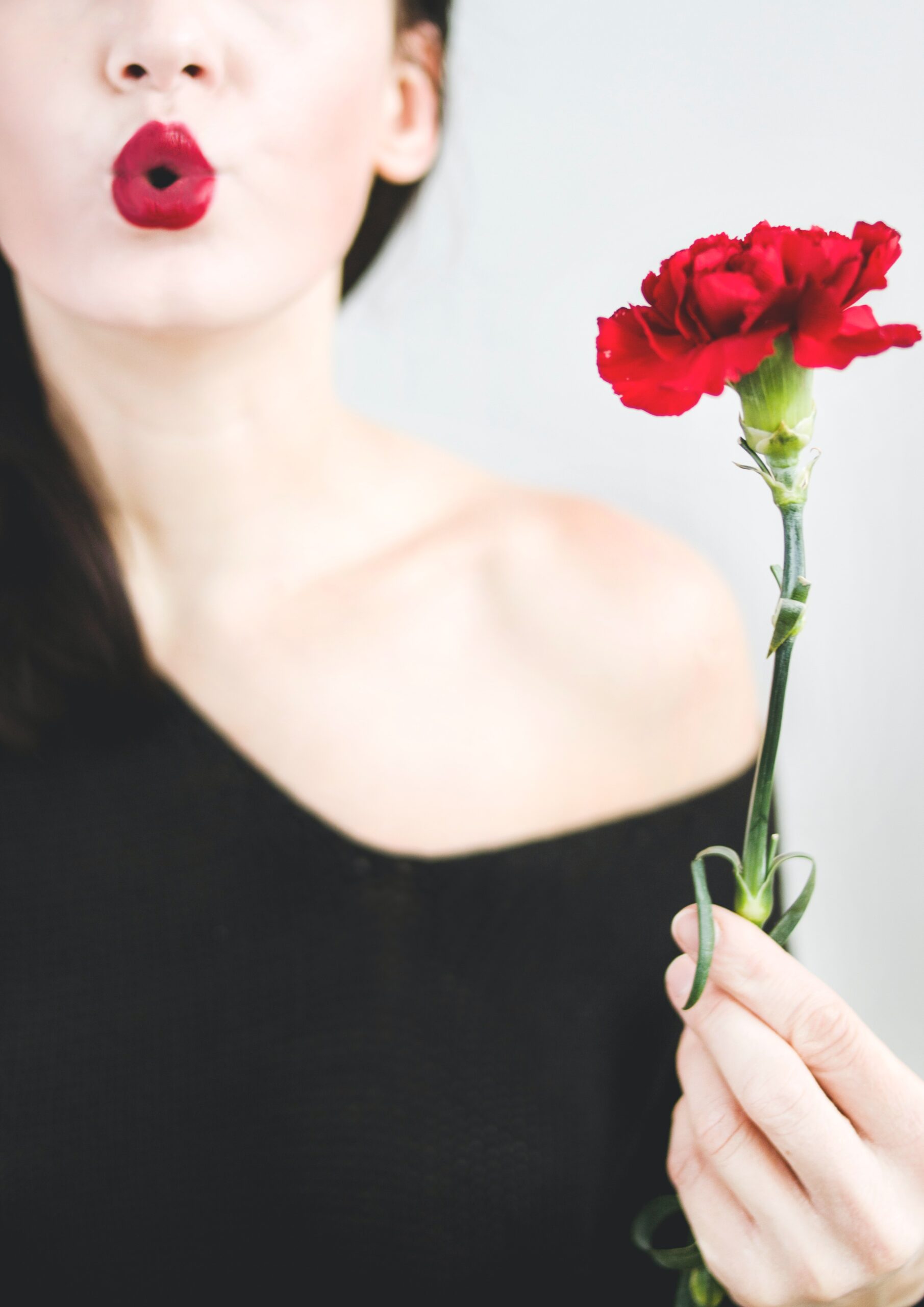 photo-of-a-woman-holding-red-carnation-flower