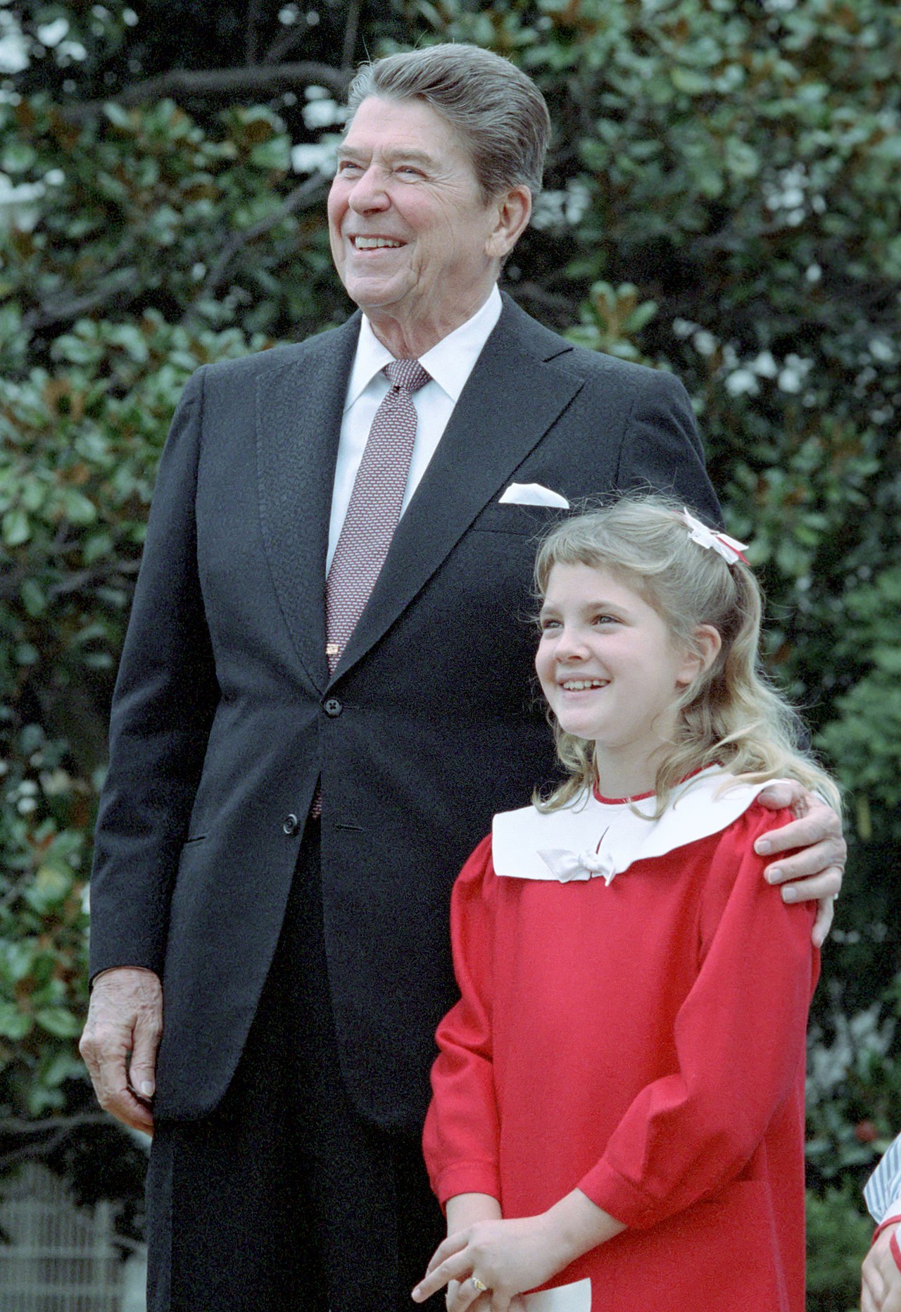 10/17/1984 President with Drew Barrymore at a ceremony launching the Young Astronauts program on the South Lawn
